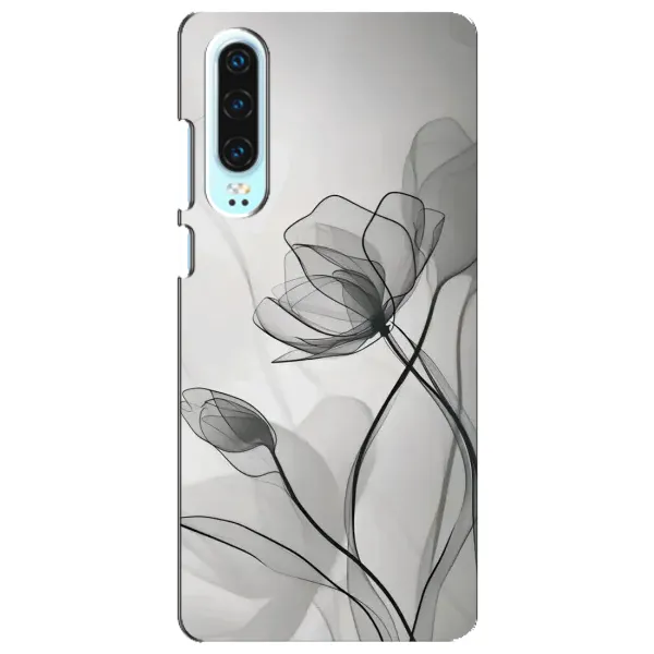 Чохол з принтом «Чорні квіти» для Huawei P30 Чохол з принтом «Чорні квіти» для Huawei P30