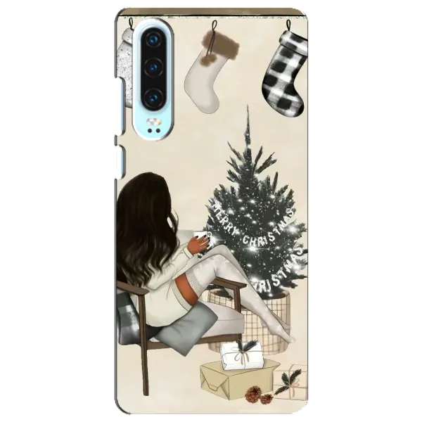 Чехол с принтом «Девушка с елкой» для Huawei P30