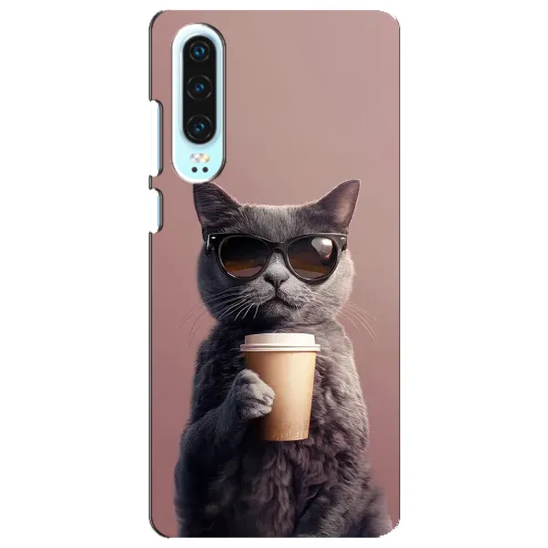 Чохол з принтом «Кіт з кавою» для Huawei P30 Чохол з принтом «Кіт з кавою» для Huawei P30