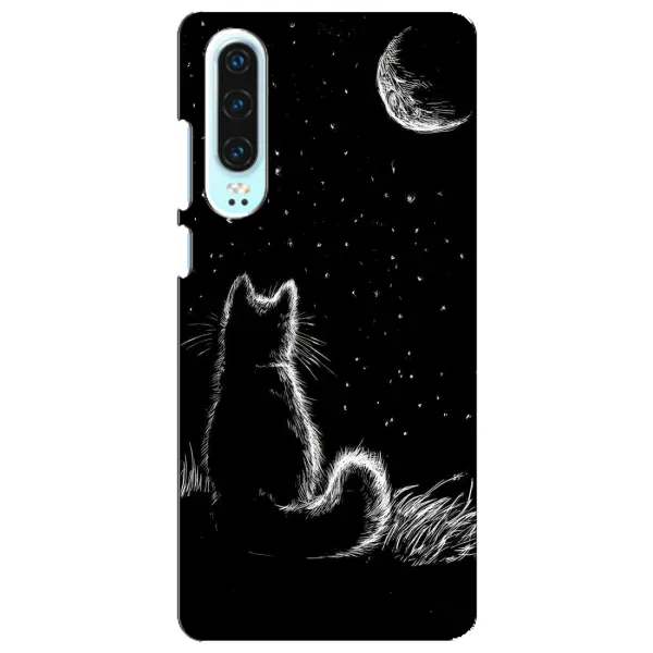 Чохол з принтом «Котик і місяць» для Huawei P30