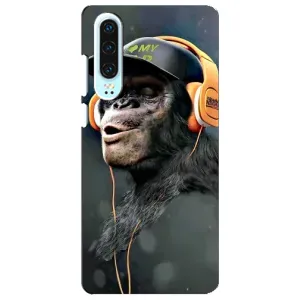 Чохол з Мавпами Huawei P30 - (AlphaPrint) (В навушниках)