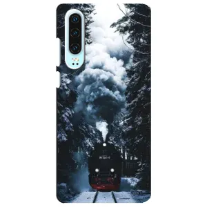 Новорічні, Святкові Чохли для Huawei P30 - 2024 год (Зимовий потяг)