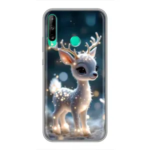 Яркий чехол для Huawei P40 Lite e с Зимними Оленятами (Блестящий олененок)