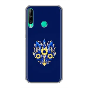 Чехлы для Huawei P40 Lite e Укр. Символика (AlphaPrint) (Цветочный Герб)