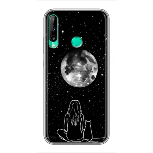 Чехол с рисунком кот на Huawei P40 Lite e (Девушка с котом)