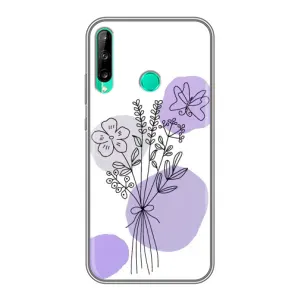 Силконовий чохол з принтом в квітах на Huawei P40 Lite e (Букет фіолетова абстракція)