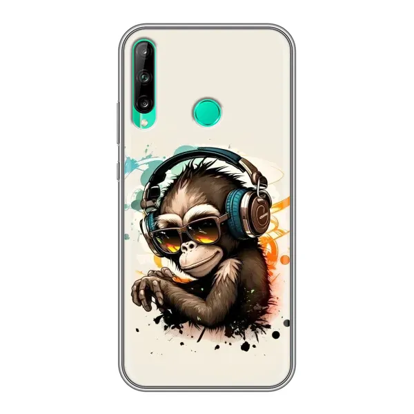 Чохол з принтом «Макака в навушниках» для Huawei P40 Lite e