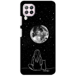Чехол с рисунком кот на Huawei P40 Lite (Девушка с котом)
