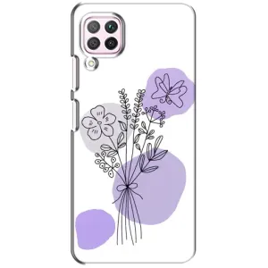 Силиконовый чехол с принтом в цветах на Huawei P40 Lite (Букет фиолетовая абстракция)