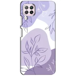 Силиконовый чехол с принтом в цветах на Huawei P40 Lite (Фиолетовые листья абстракция)