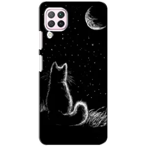 Чехол с принтом для Huawei P40 Lite (AlphaPrint) Модные коты (Котик и луна)