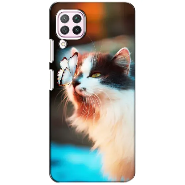 Чохол з принтом «Котик з метеликом» для Huawei P40 Lite