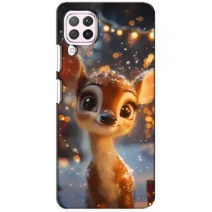 Яркий чехол для Huawei P40 Lite с Зимними Оленятами (Олененок среди гирлянд)