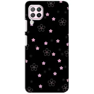 Чехол с розовым рисунком для Huawei P40 Lite (Розовые цветы на черном)
