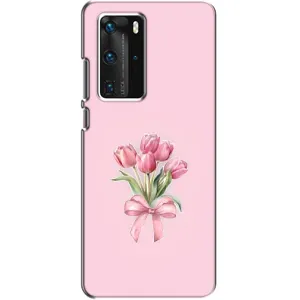 Чехол с розовым рисунком для Huawei P40 Pro (Букет цветов)