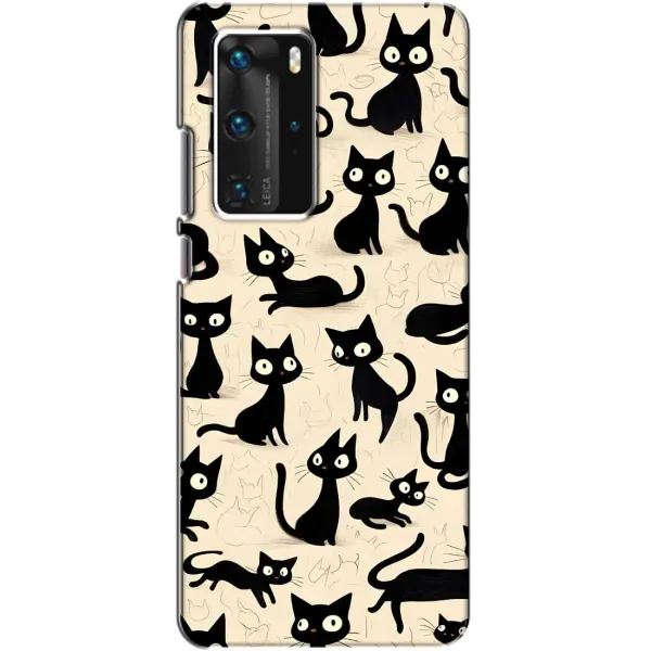 Чохол з принтом «Чорні коти» для Huawei P40 Pro
