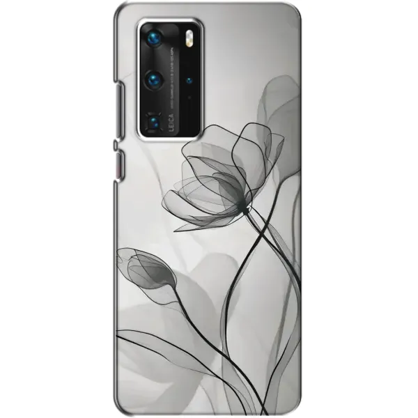 Чехол с принтом «Черные цветы» для Huawei P40 Pro