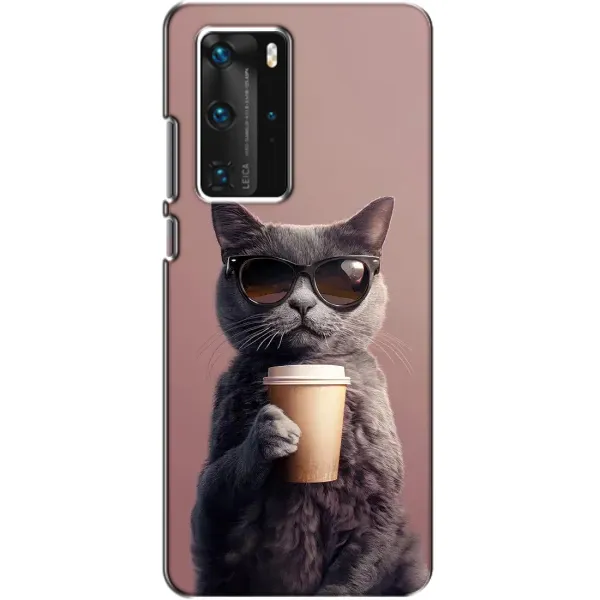 Чехол с принтом «Кот с кофе» для Huawei P40 Pro