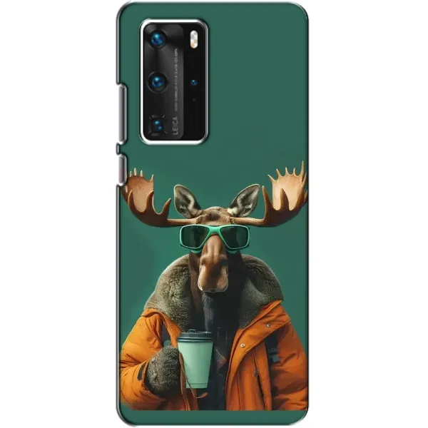 Чехол с принтом «Лось с кофе» для Huawei P40 Pro