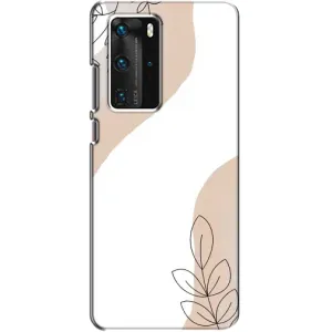 Силиконовый чехол с принтом в цветах на Huawei P40 Pro (Нюдовая веточка абстракция)