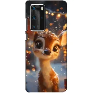 Яскравий чохол для Huawei P40 Pro з Зимові Оленята (Оленятко серед гірлянд)
