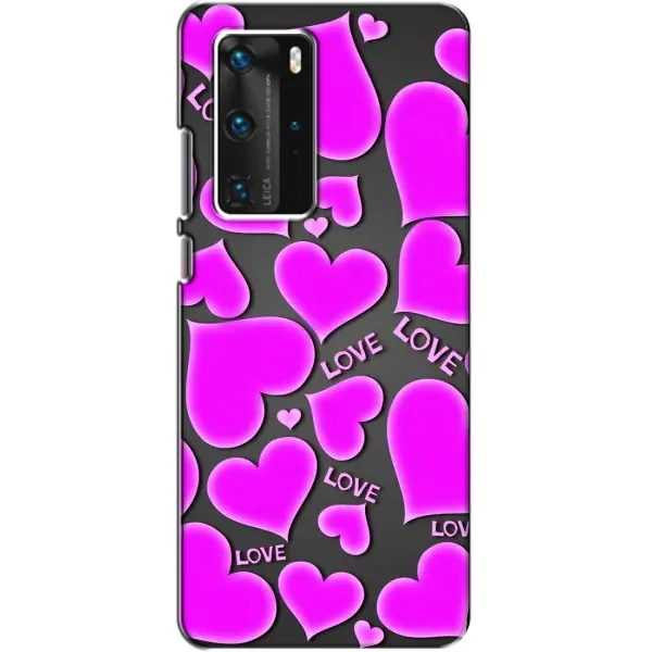 Чехол с принтом «Pink hearts» для Huawei P40 Pro