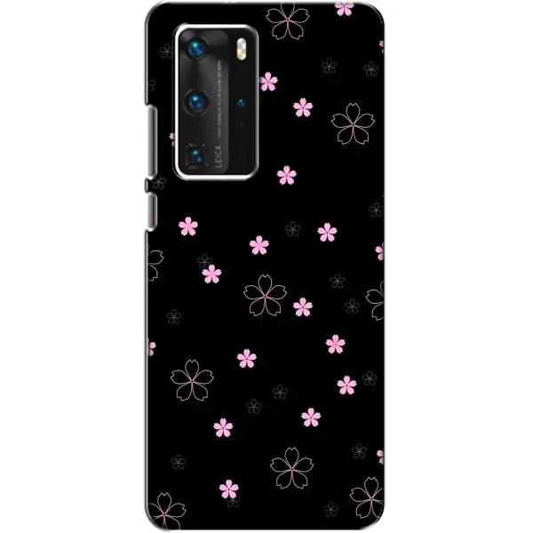 Чехол с принтом «Розовые цветы на черном» для Huawei P40 Pro