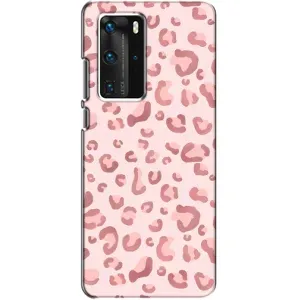 Чехол с розовым рисунком для Huawei P40 Pro (Розовый леопард)
