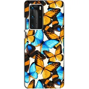 Чохол з принтом для Хуавей П40 Про - (Прикольні) (AlphaPrint) (Яскраві метелики)