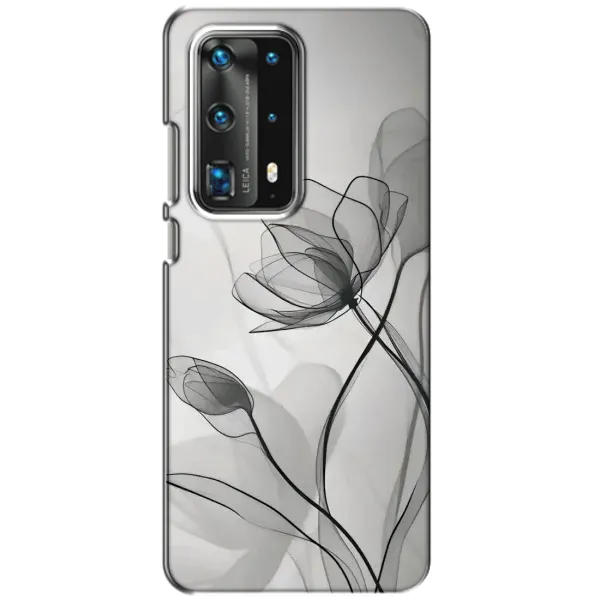 Чохол з принтом «Чорні квіти» для Huawei P40