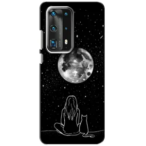 Чехол с рисунком кот на Huawei P40 (Девушка с котом)