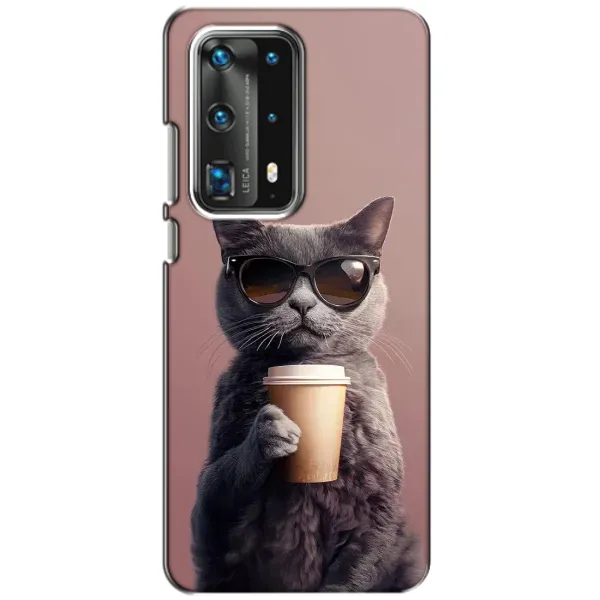 Чохол з принтом «Кіт з кавою» для Huawei P40 Чохол з принтом «Кіт з кавою» для Huawei P40