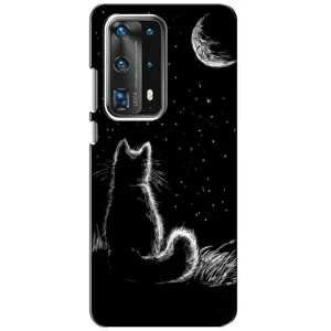 Чехол с принтом для Huawei P40 (AlphaPrint) Модные коты (Котик и луна)