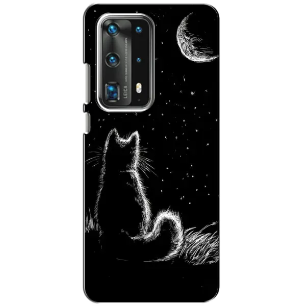 Чехол с принтом «Котик и луна» для Huawei P40