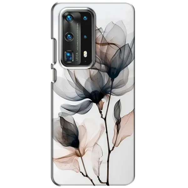 Чохол з принтом «Квіти на білому» для Huawei P40