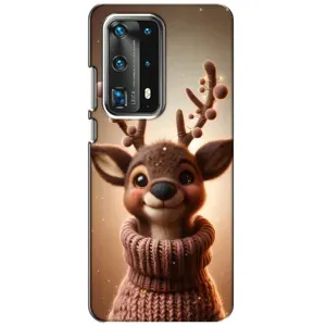 Яркий чехол для Huawei P40 с Зимними Оленятами (Олень в свитере)