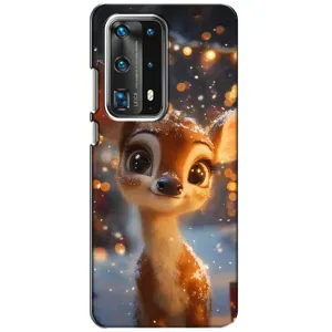 Яркий чехол для Huawei P40 с Зимними Оленятами (Олененок среди гирлянд)