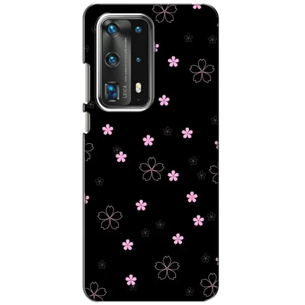 Чехол с принтом «Розовые цветы на черном» для Huawei P40