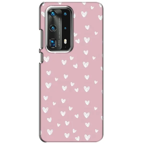 Чехол с принтом «Сердечки на розовом» для Huawei P40