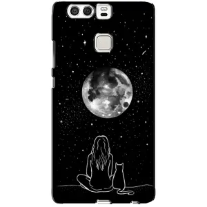 Чохол з малюнком кіт на Huawei P9 (Дівчина з котом)
