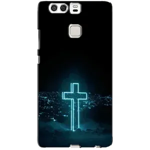 Чехол для Huawei P9 (AlphaPrint) - (Христианские) (Крест и город)