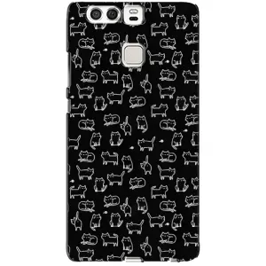 Чехол с принтом для Huawei P9 (AlphaPrint) Модные коты (Меленькие котики)