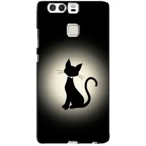 Чехол с принтом для Huawei P9 (AlphaPrint) Модные коты (Силуэт котика)