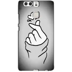 Чехол с принтом для Huawei P9 (AlphaPrint - Знак сердечка) (Значок Love)