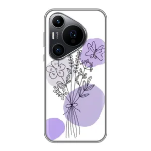 Силконовий чохол з принтом в квітах на Huawei Pura 70 PRO (Букет фіолетова абстракція)