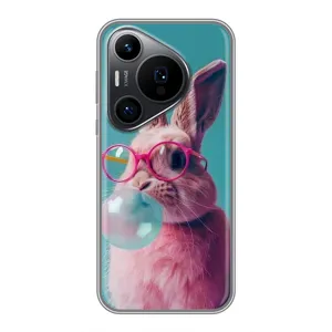 Чехол с принтом стильные животные для Huawei Пура 70 ПРо (Кролик в очках)
