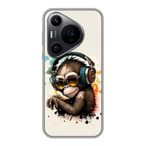 Чохол з Мавпами Huawei Pura 70 PRO - (AlphaPrint) (Макака в навушниках)