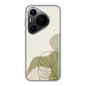 Силконовий чохол з принтом в квітах на Huawei Pura 70 PRO (Зелена монстера дизайн)