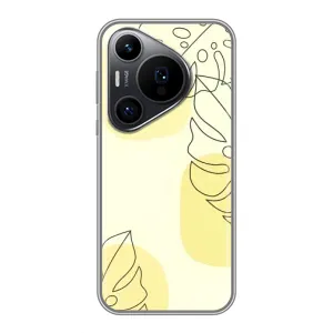 Силконовий чохол з принтом в квітах на Huawei Pura 70 PRO (Жовта монстера арт)
