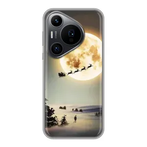 Новорічні, Святкові Чохли для Huawei Pura 70 PRO - 2024 год (Санта на місяці)